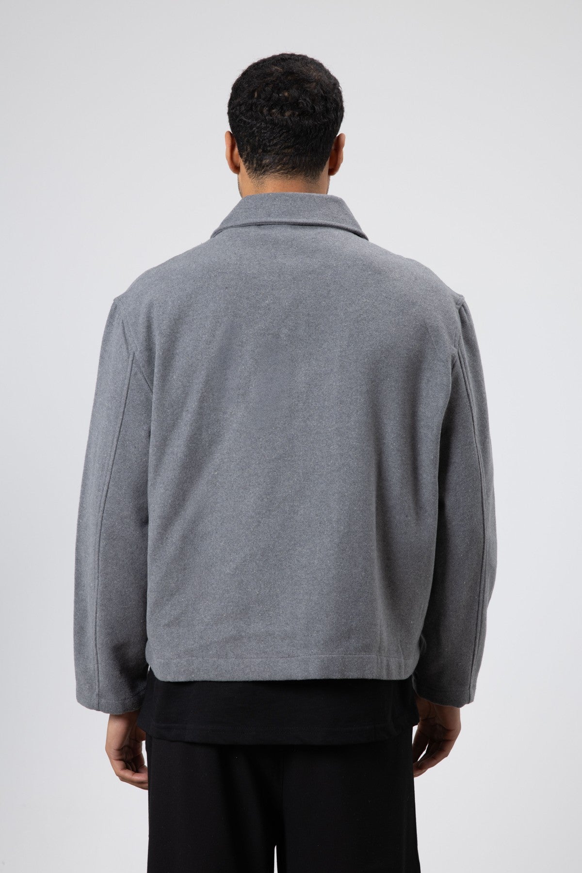Oversized Zipper-Front Wool Coat