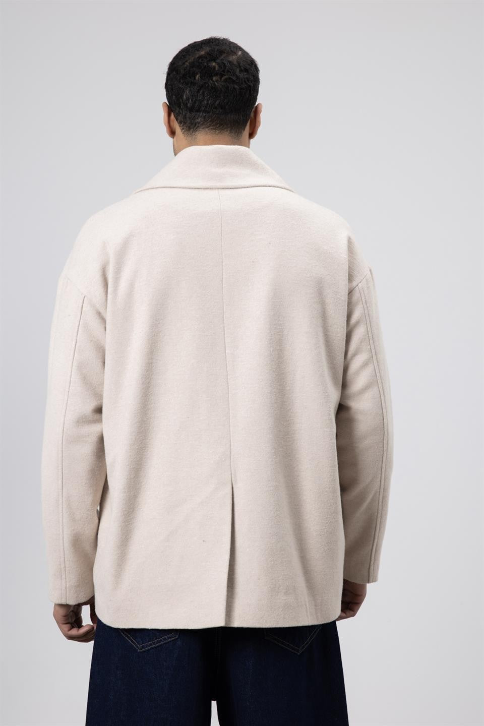 Oversized Double-Breasted Short Napped Wool Jacket