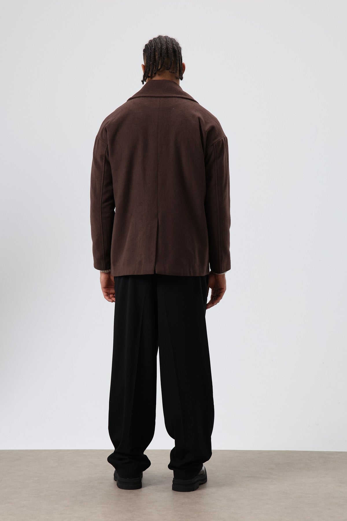 Oversized Double-Breasted Short Napped Wool Jacket