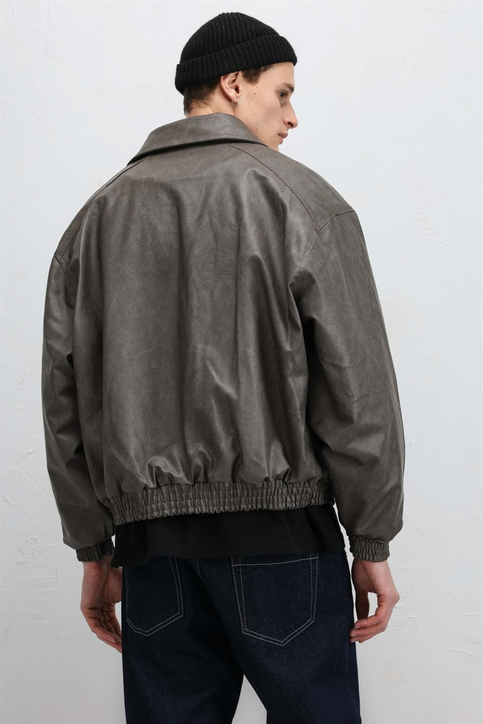 Oversized Leather Bomber Jacket
