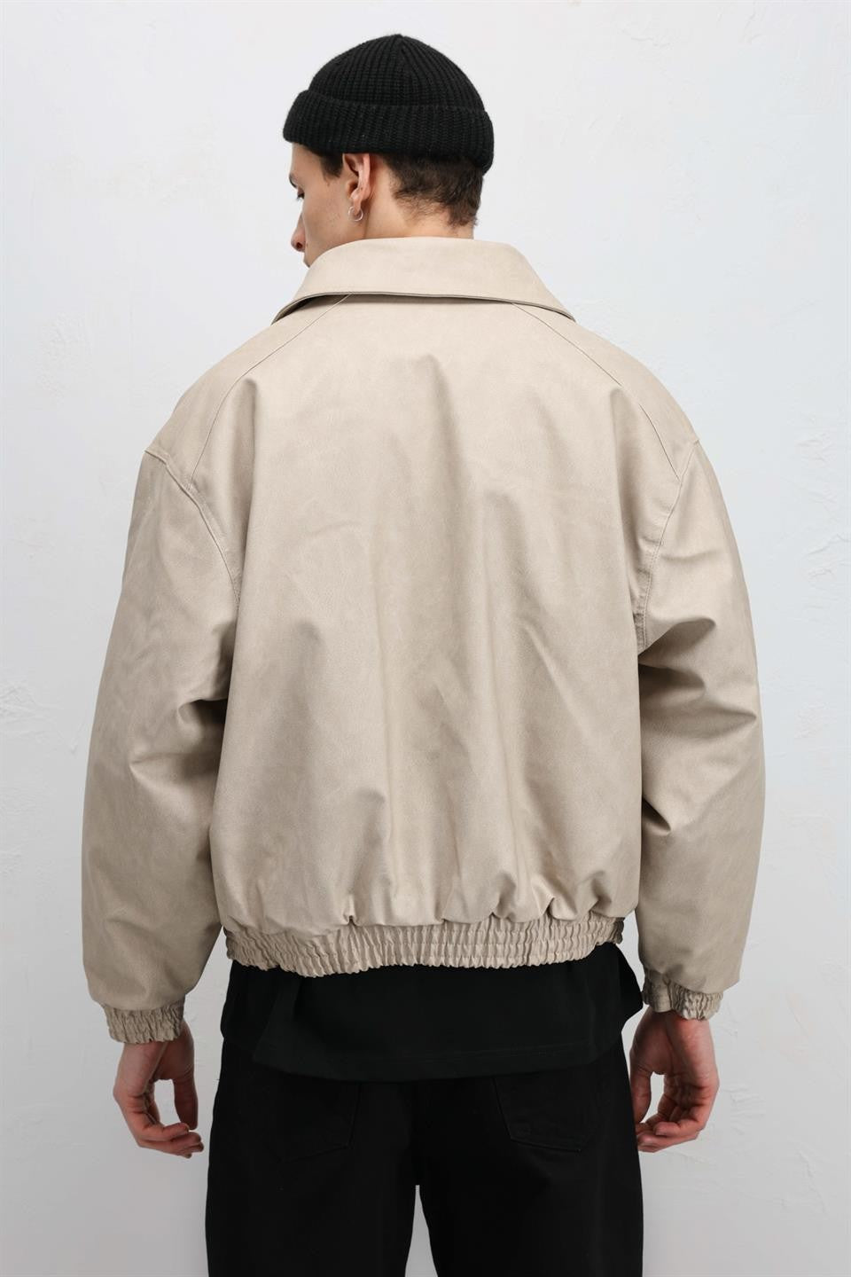 Oversized Leather Bomber Jacket