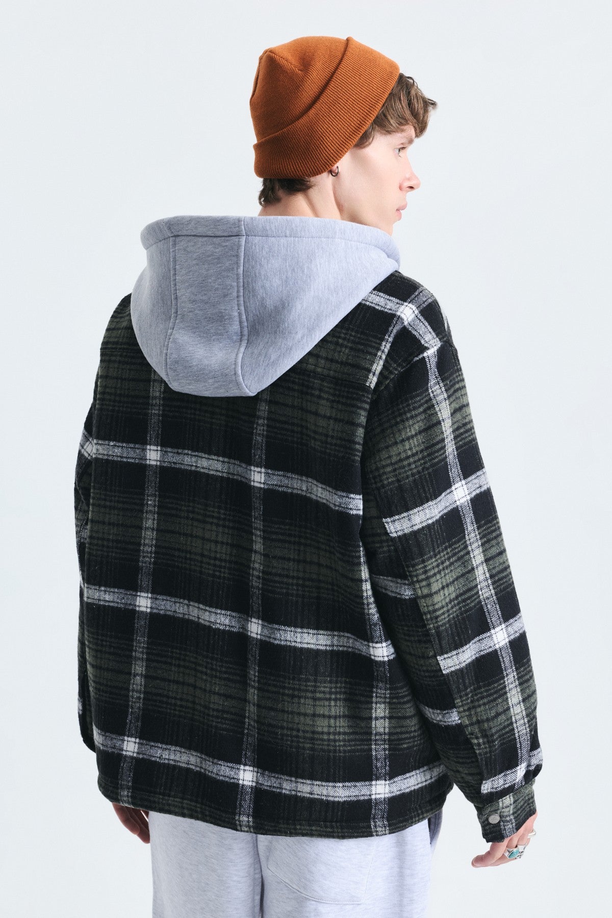 Polo-Neck Jacket with Checkered Pattern