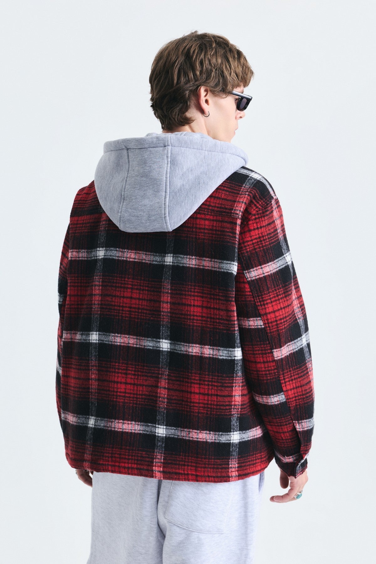 Polo-Neck Jacket with Checkered Pattern