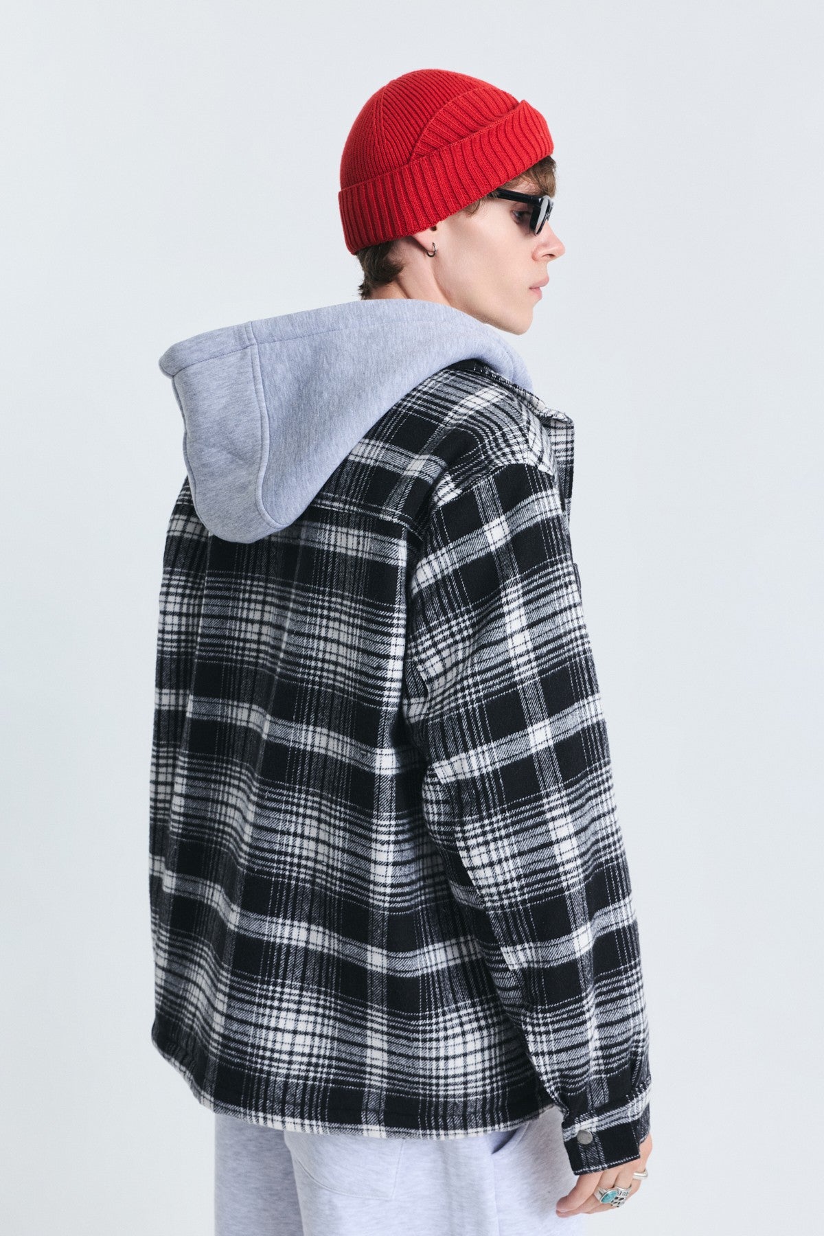 Polo-Neck Jacket with Checkered Pattern