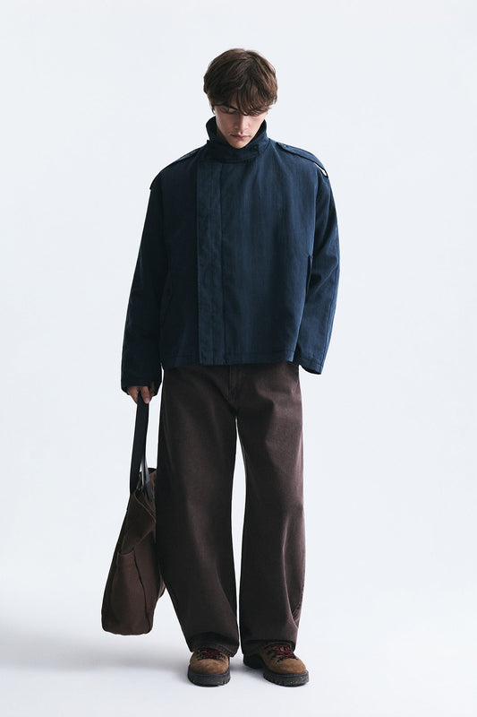 Oversized Button-Up Stand-Up Collar Coat