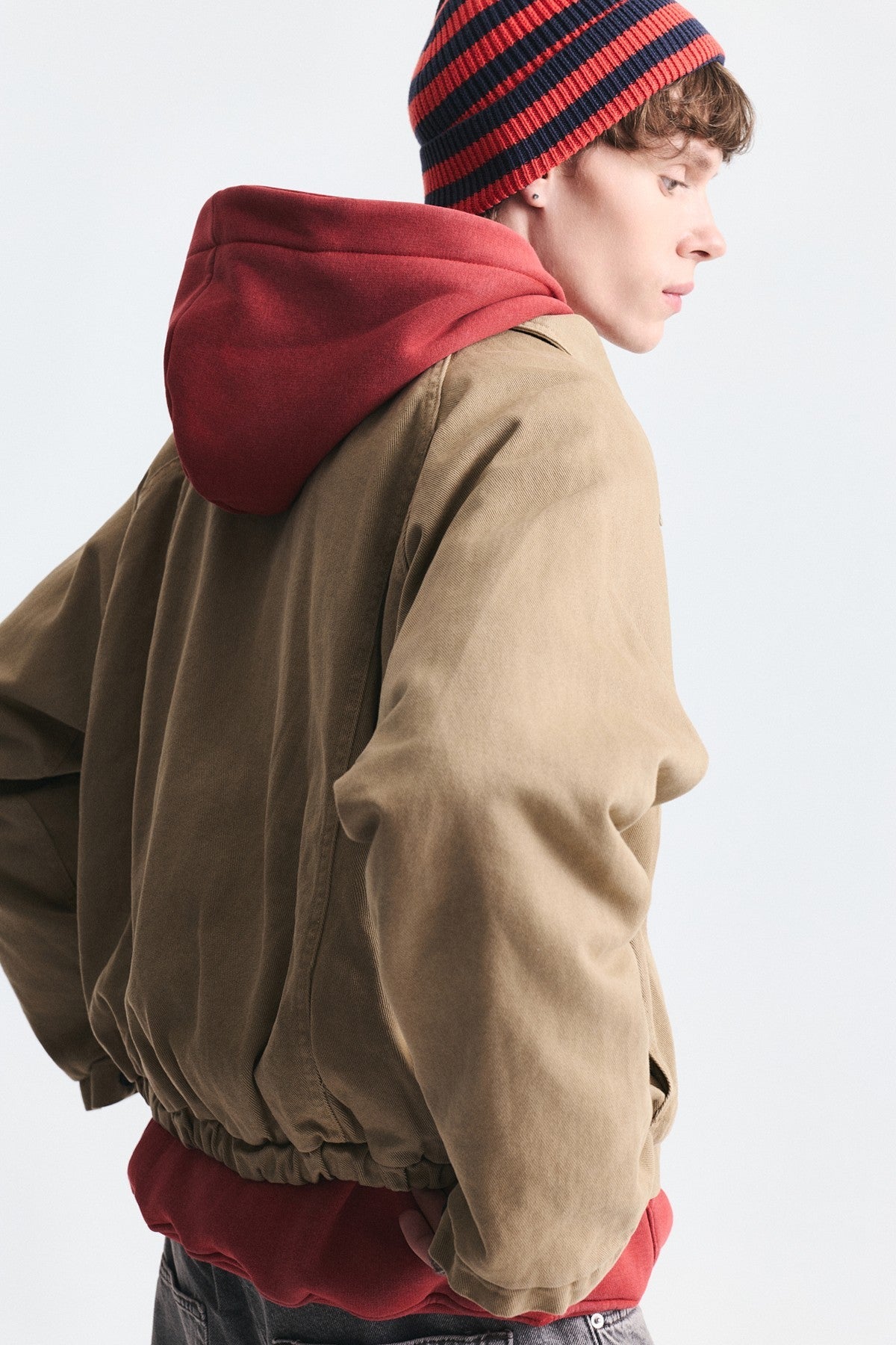 Stand-Up Collar Coat with Hidden Buttons
