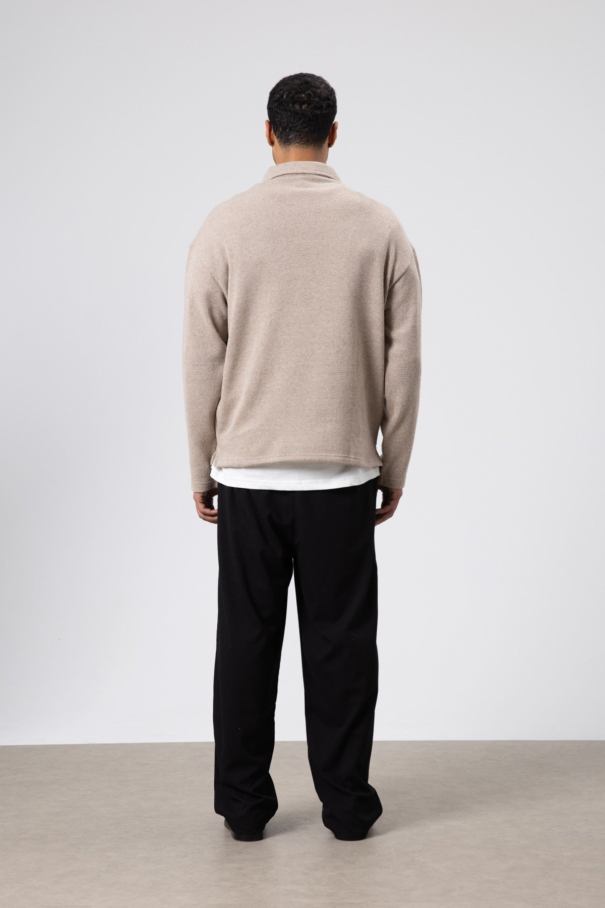 Oversized Polo-Neck Knit Sweater