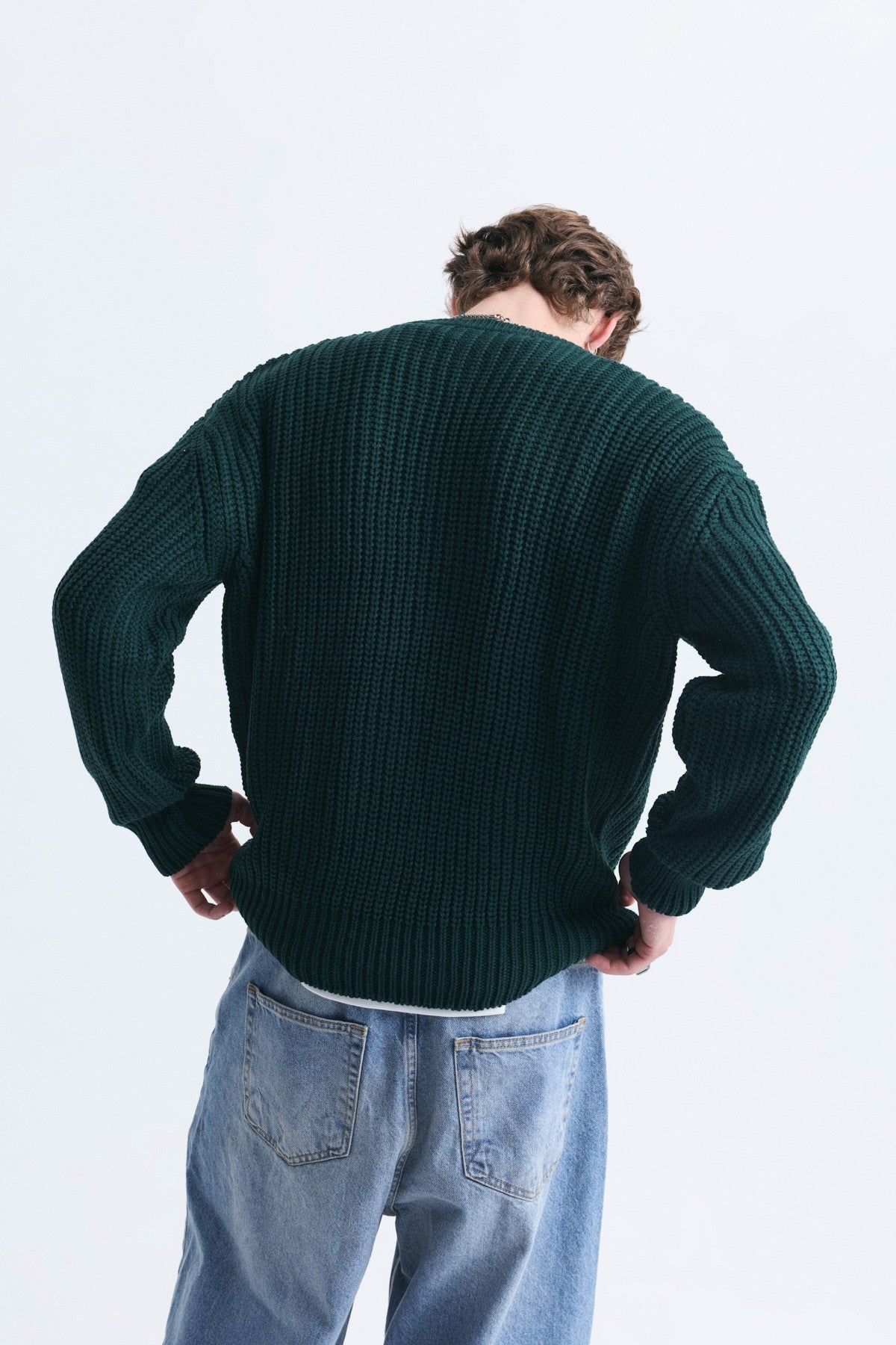 Oversized Solid-Color Knit Sweater