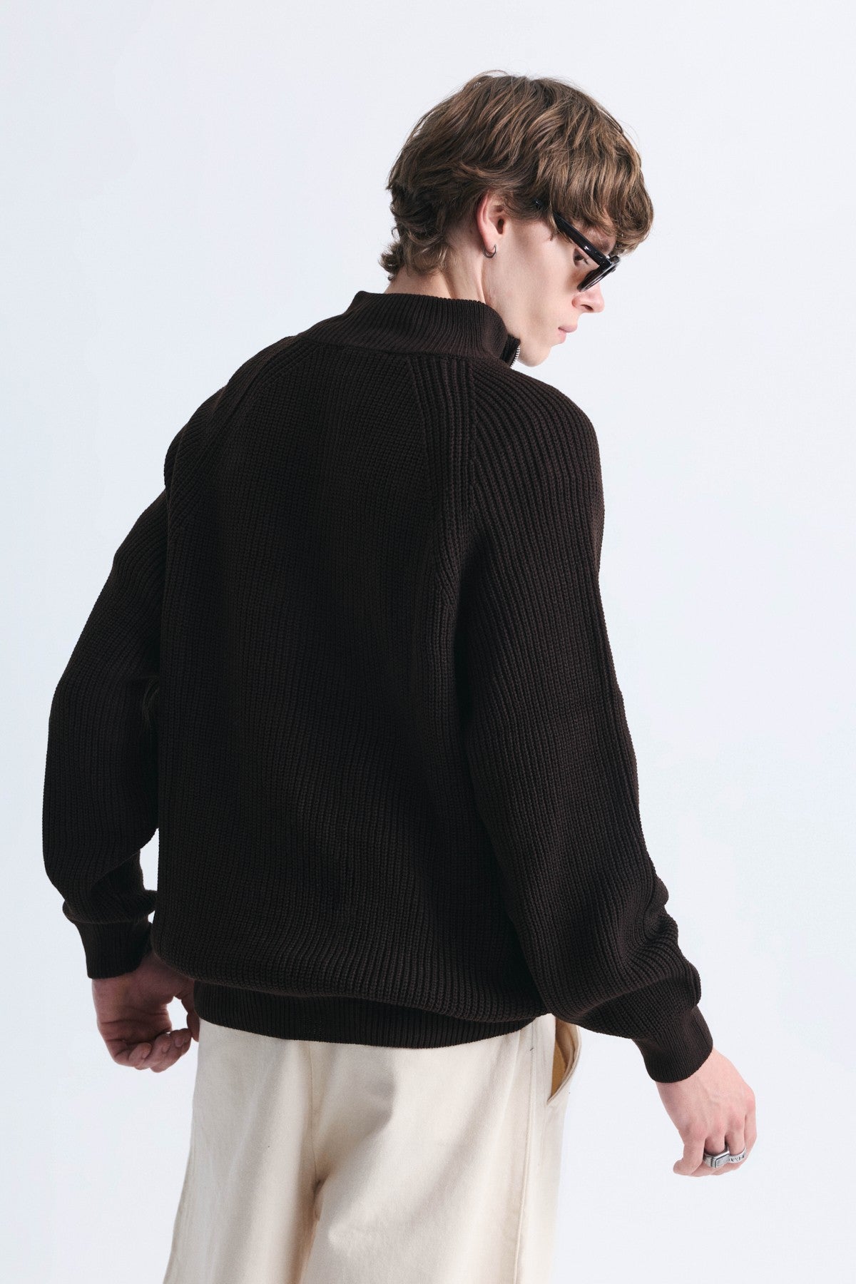 Zip-Up Stand-Up Collar Sweatshirt