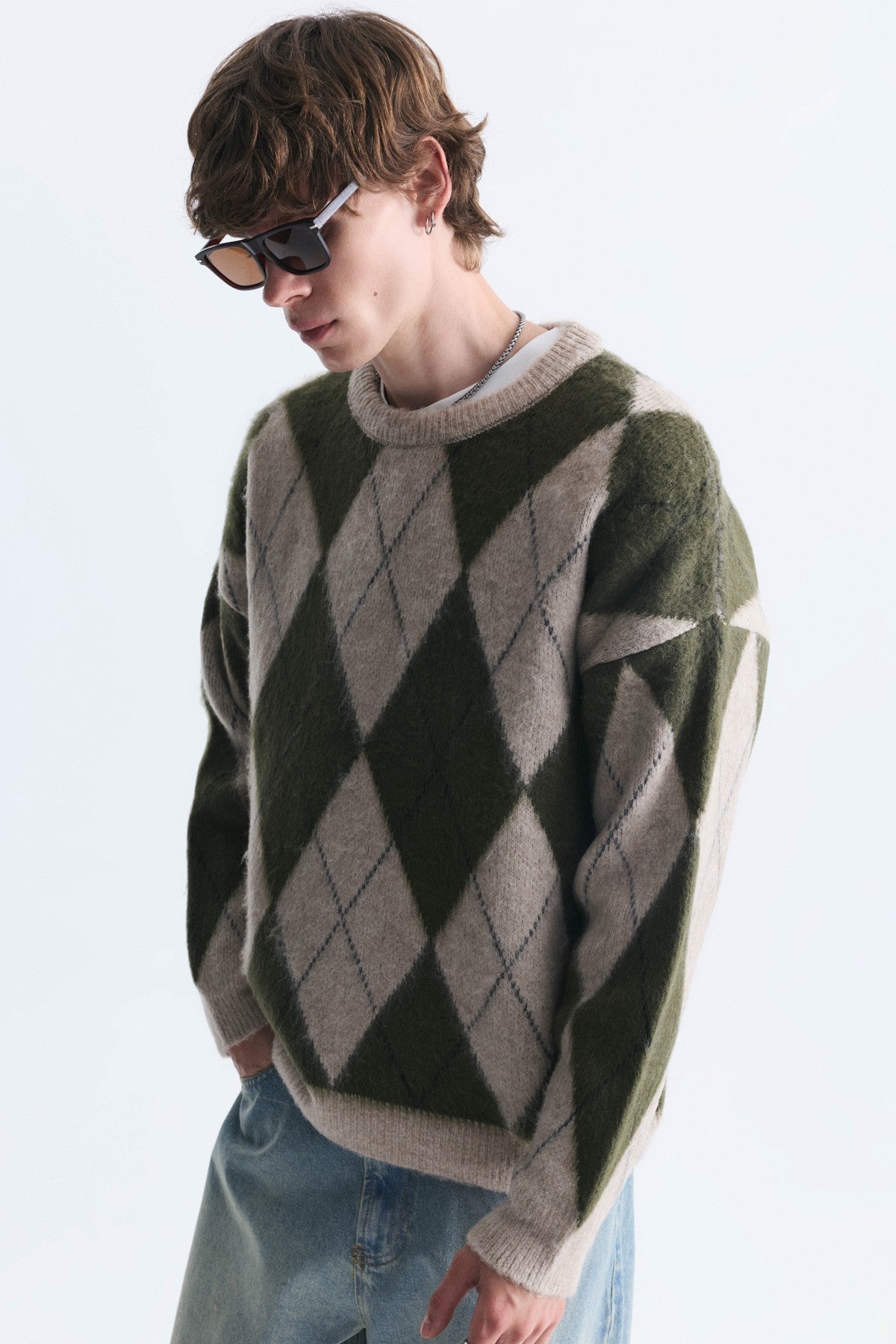 Relax Fit Baklava-Patterned Sweater