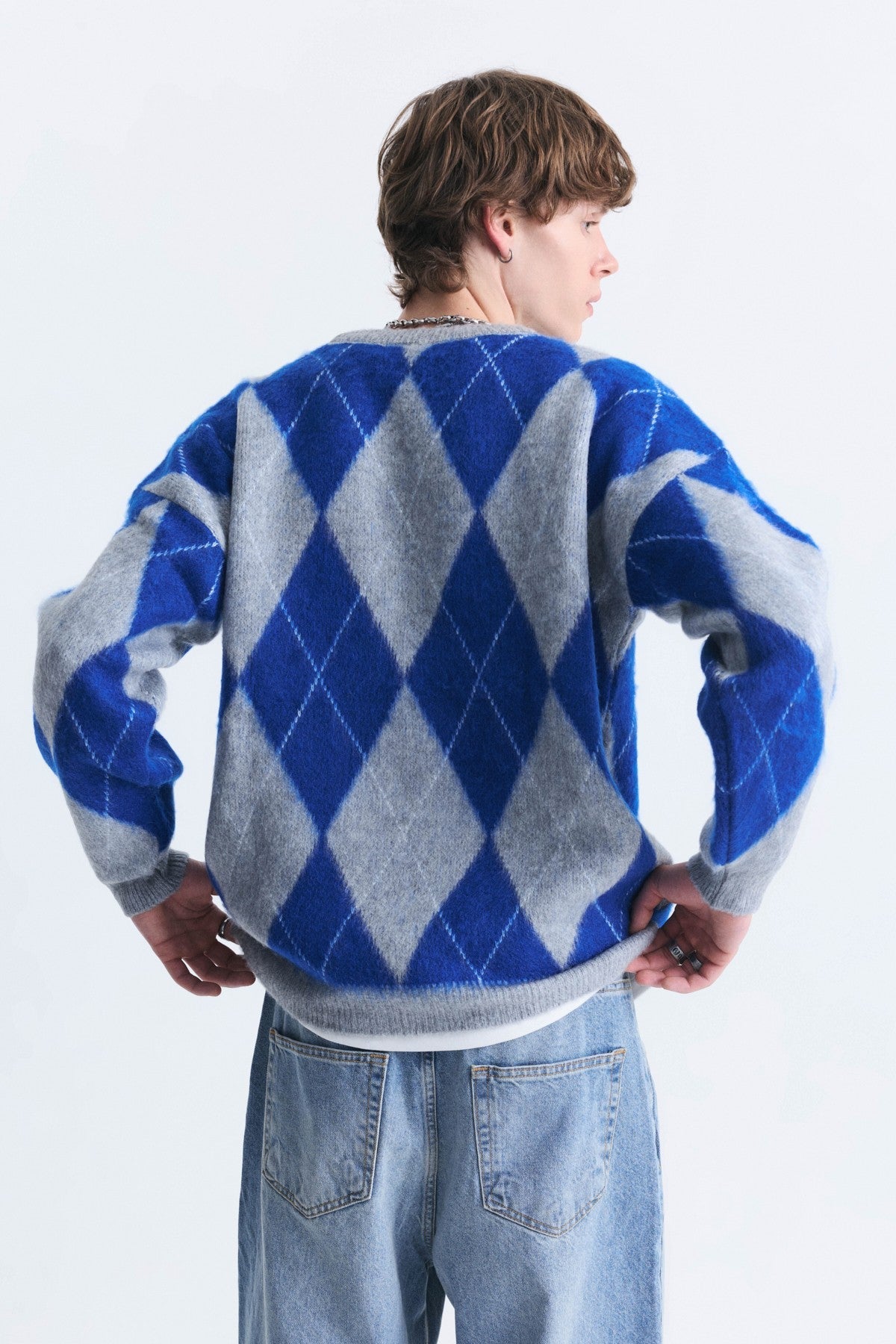 Relax Fit Baklava-Patterned Sweater