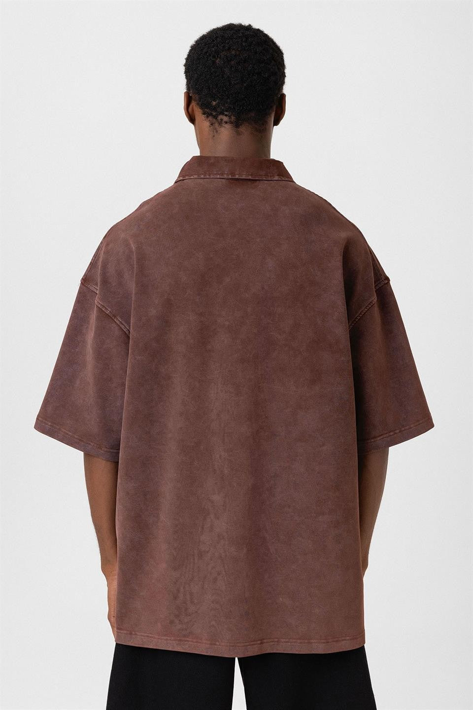 Oversized Polo-Neck Zipper T-Shirt