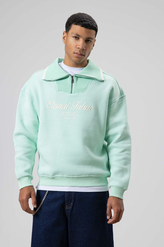 Oversized Zipper-Neck Sweatshirt