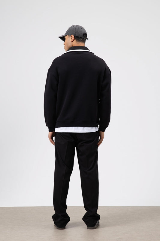 Oversized Zipper-Neck Sweatshirt