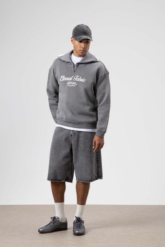 Oversized Zipper-Neck Sweatshirt