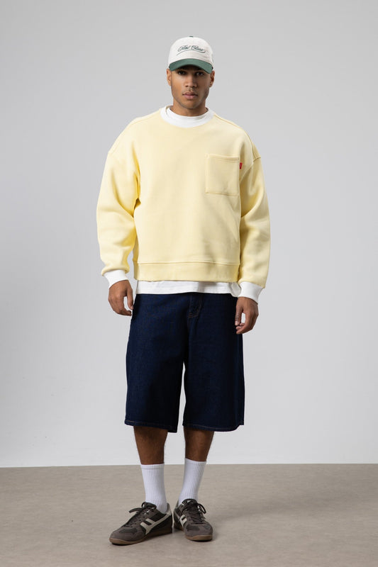 Oversized Sweatshirt with Crew Neck and Pocket Details