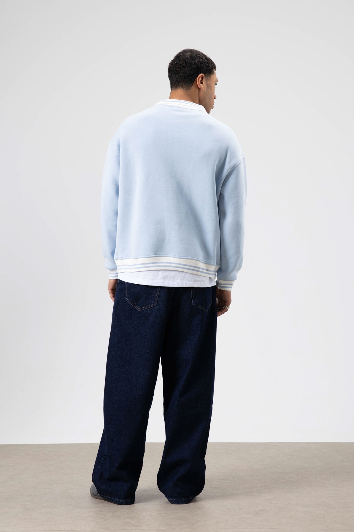 Oversized Collar Sweatshirt with Embroidery Details