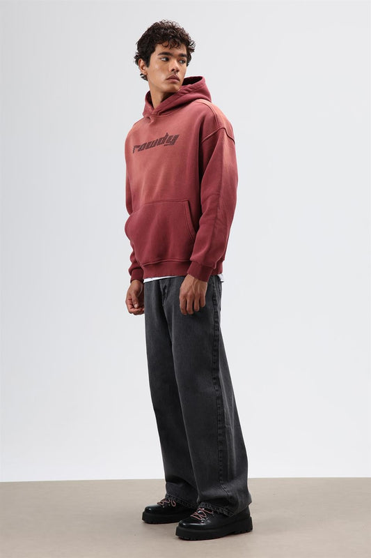 Oversized Printed Washed Hoodie
