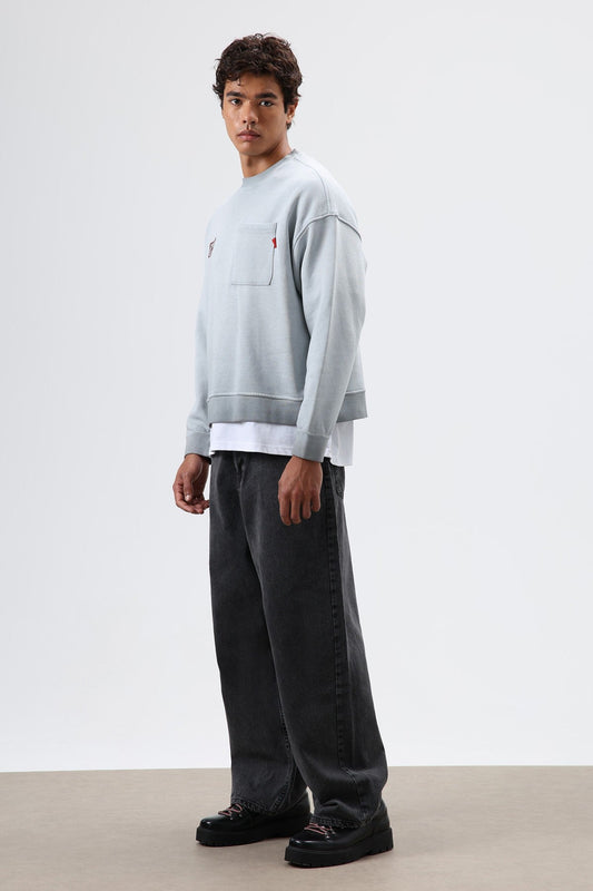 Oversized Bike Neck Sweatshirt with Pockets