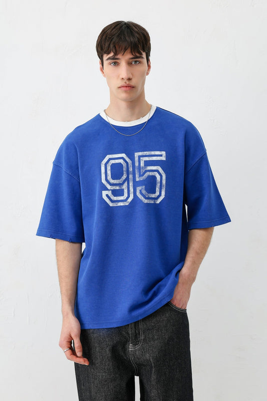 Oversized Polo Neck 91 Printed T-Shirt