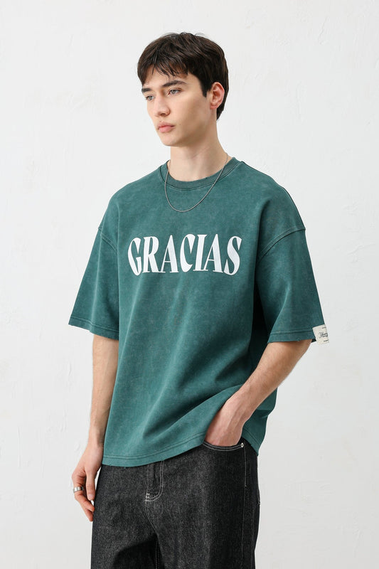 Oversized "Gracias" Printed T-Shirt