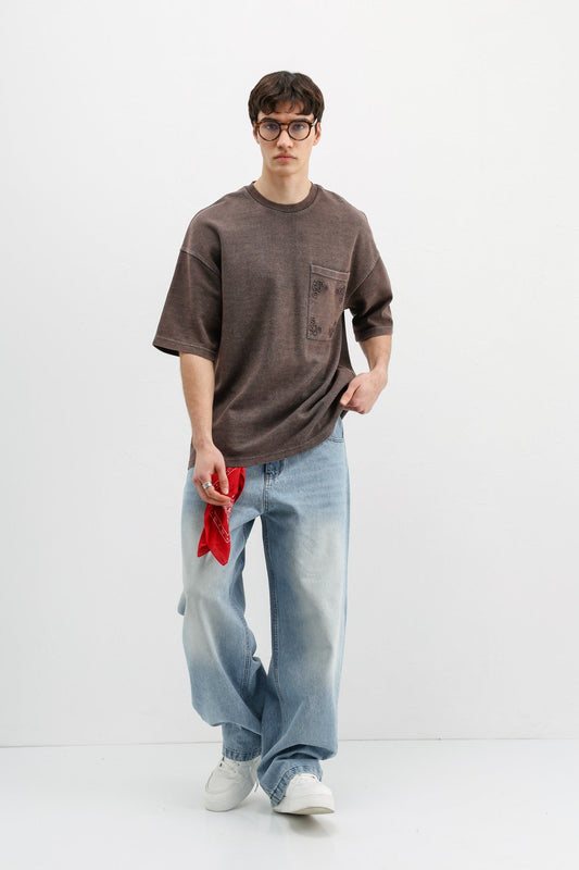 Oversized Printed T-Shirt, Coffee