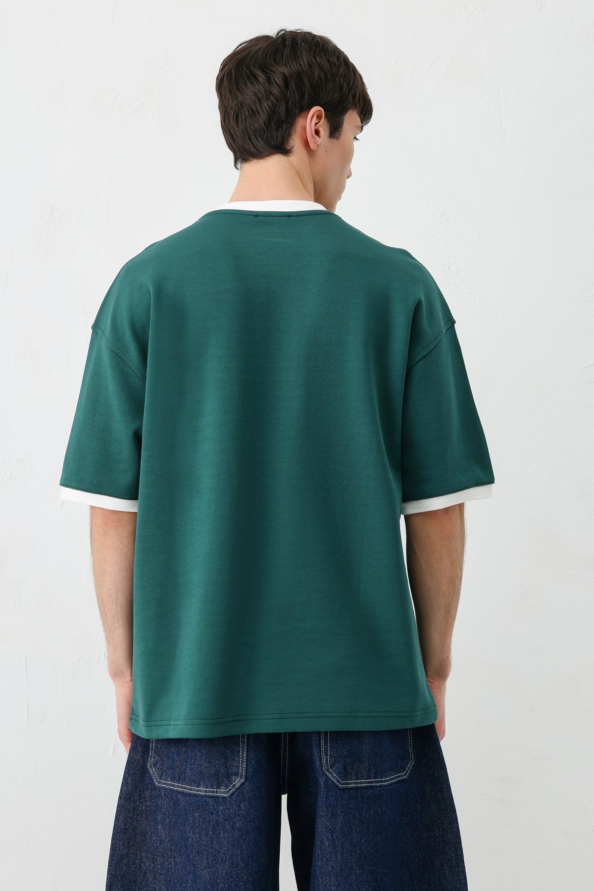 Oversized T-Shirt with a Bike Neckline and Print