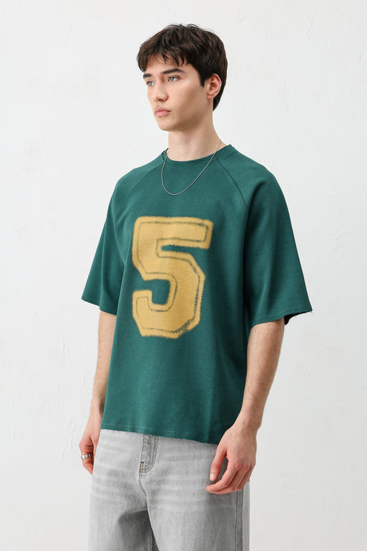 Oversized Crew Neck T-Shirt with 5 Prints