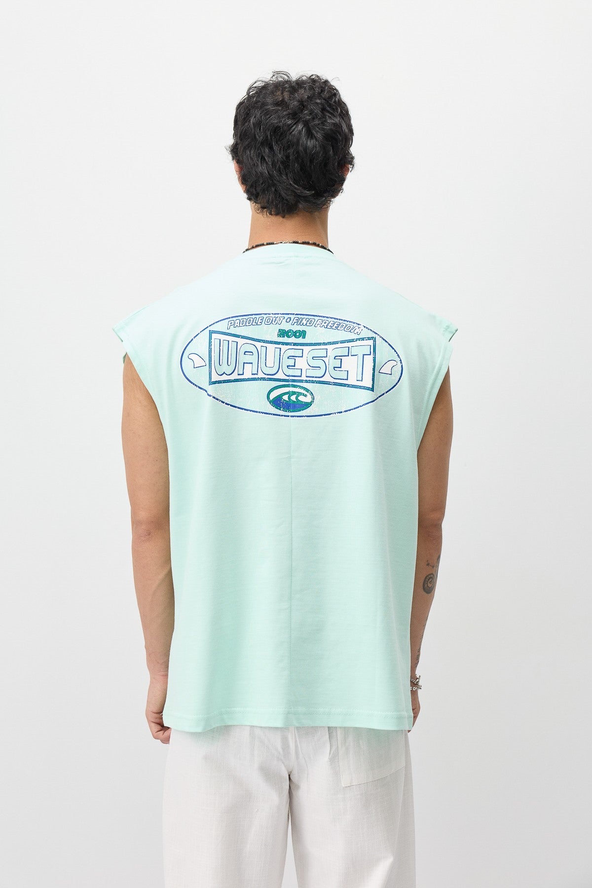 Oversized Printed Sleeveless T-Shirt