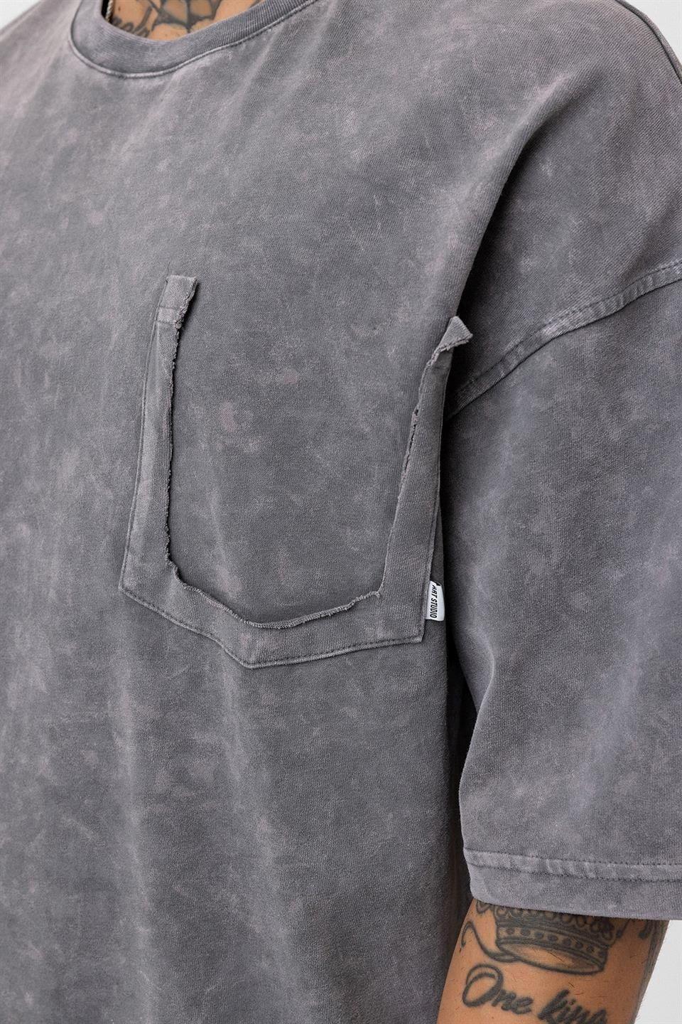 Oversized T-Shirt with Washed Pocket Detail