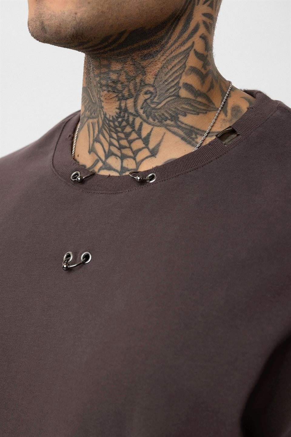 Oversized T-Shirt with Metal Ring Detail