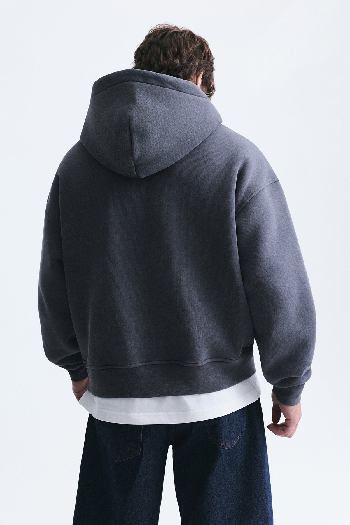 Boxy Fit Metal Clip-Front Sweatshirt
