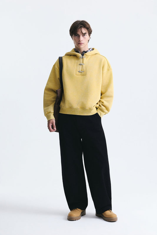 Boxy Fit Metal Clip-Front Sweatshirt