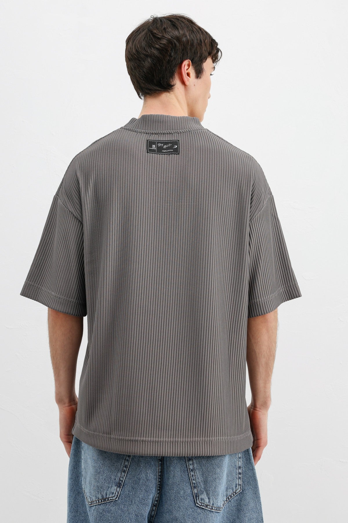 Printed Oversized T-Shirt with Ribbed Hem