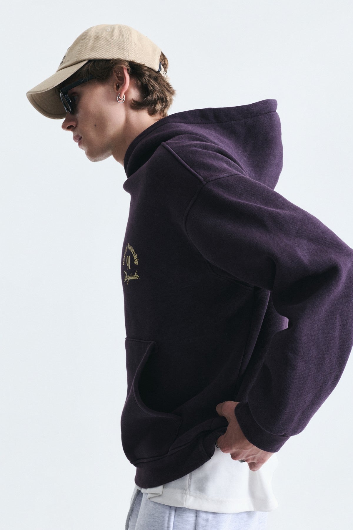 Boxy Fit Hooded Sweatshirt with Print