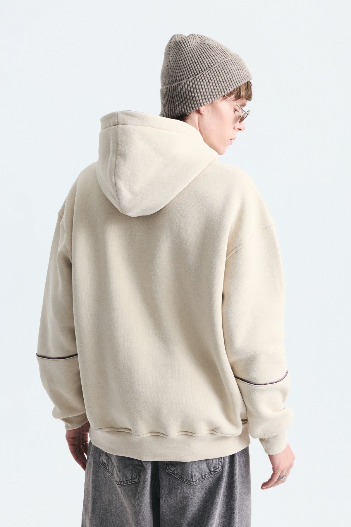 Boxy Fit Printed Hooded Sweatshirt