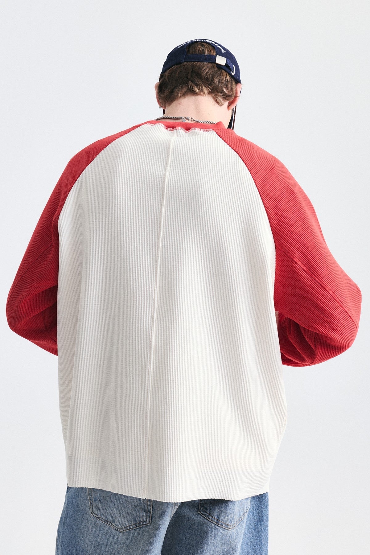Color-Blocked Textured Sweatshirt