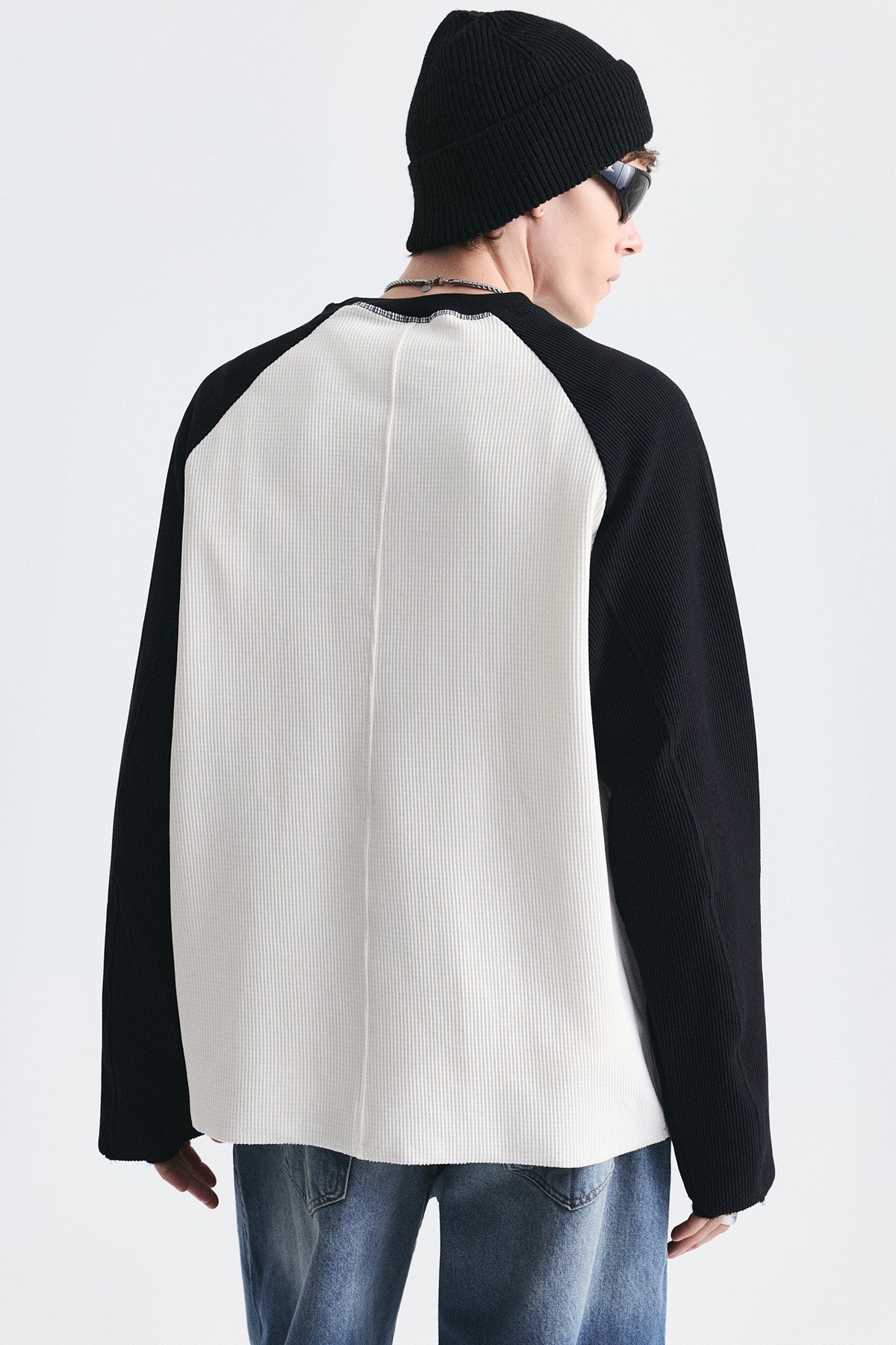 Color-Blocked Textured Sweatshirt