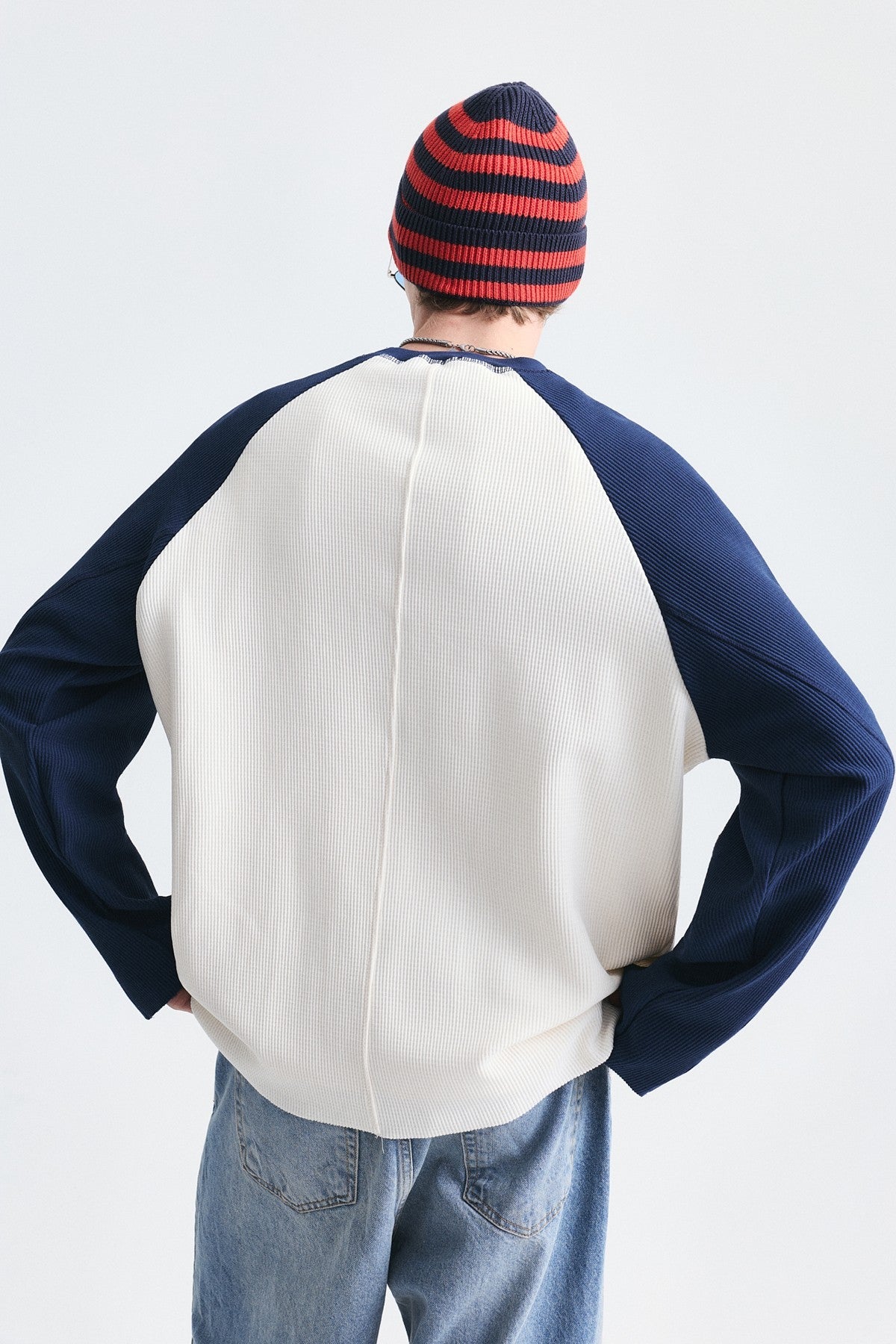 Color-Blocked Textured Sweatshirt