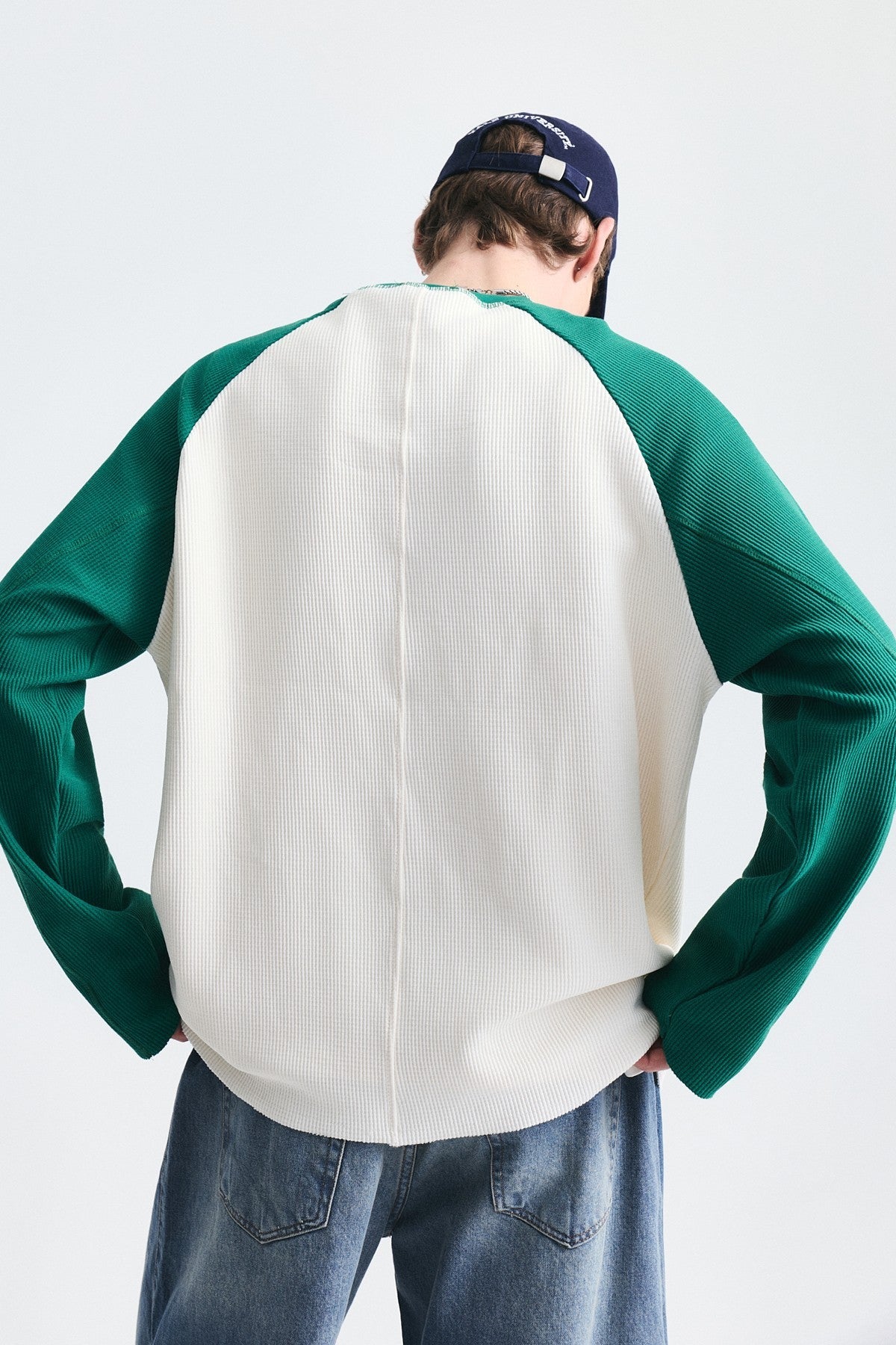 Color-Blocked Textured Sweatshirt