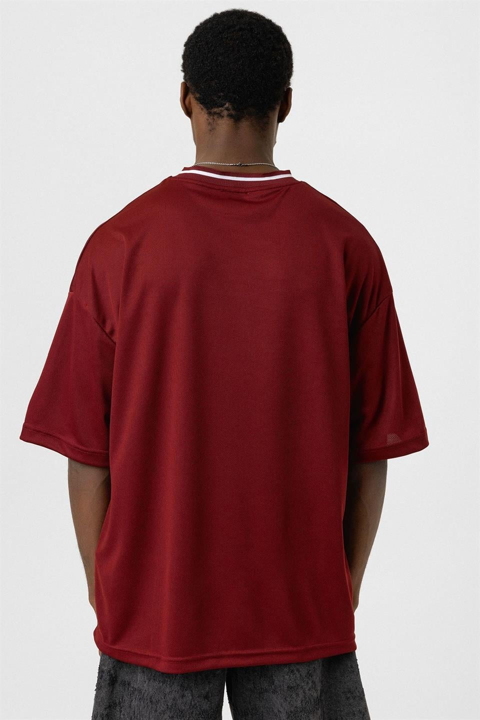 Printed Oversized Jersey T-Shirt, Burgundy