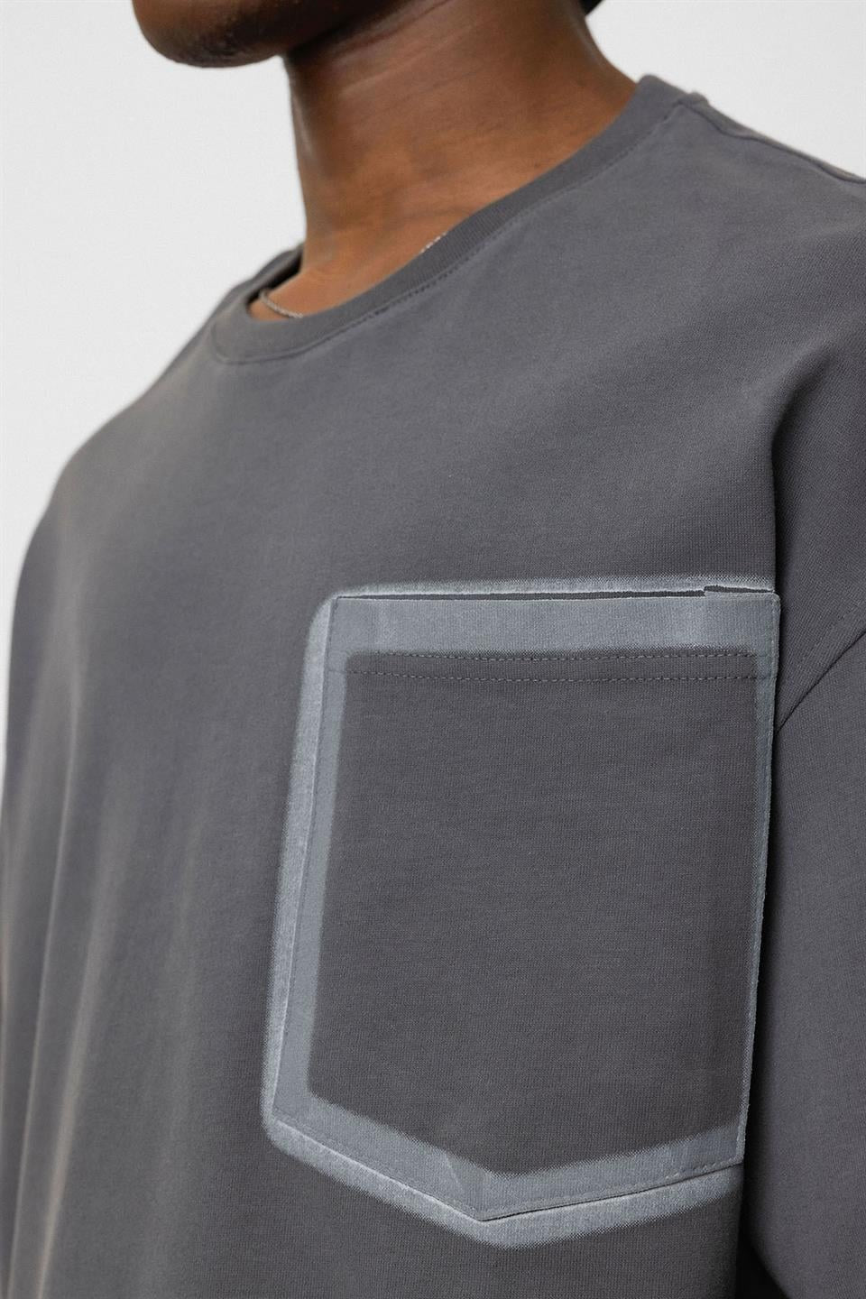 Oversized T-Shirt with Bike-Neck Pocket