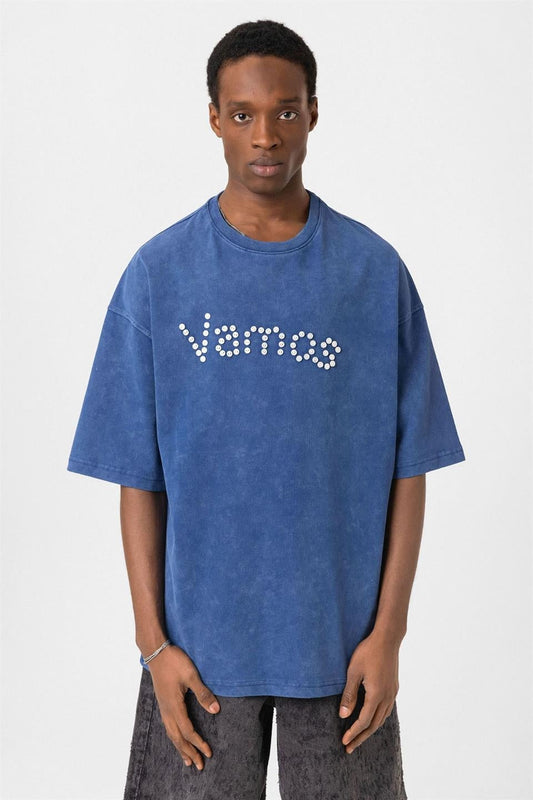 Oversized T-Shirt with Washed Button Details