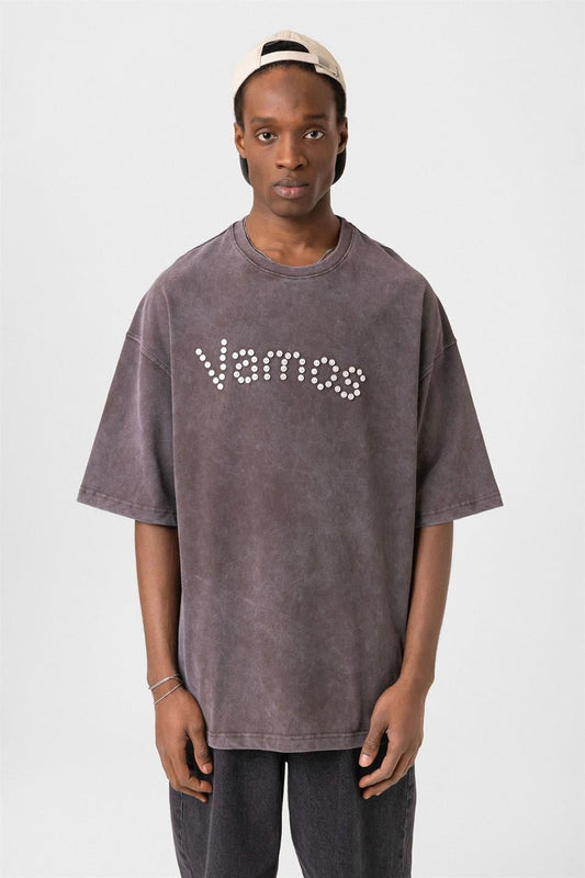 Oversized T-Shirt with Washed Button Details