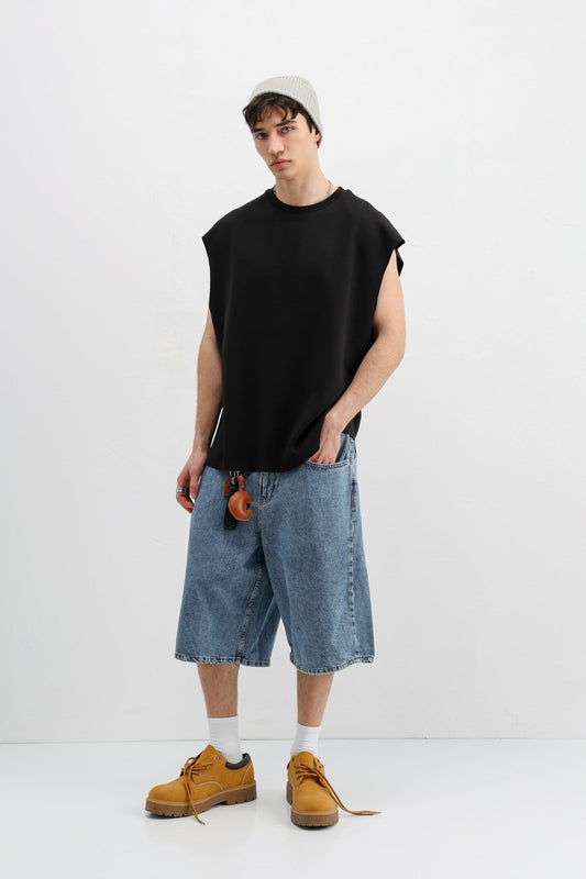 Oversized Sleeveless Basic T-Shirt