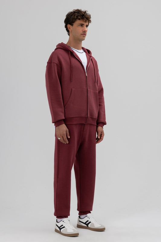 Basic Oversized Hooded Sweatshirt with Zipper