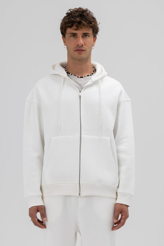 Basic Oversized Hooded Sweatshirt with Zipper