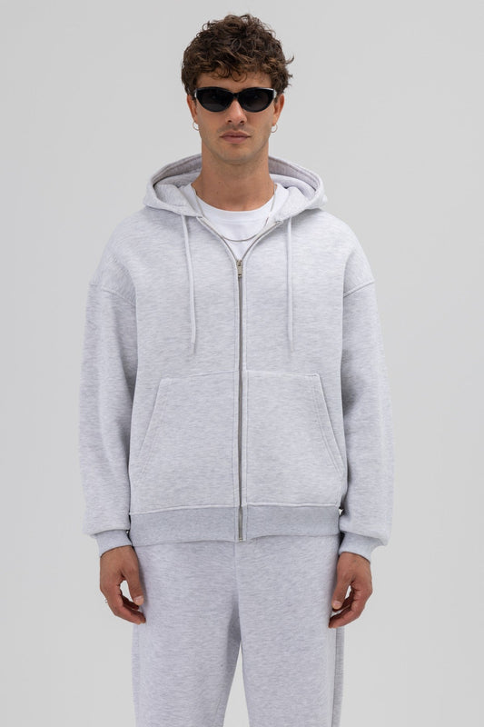 Basic Oversized Hooded Sweatshirt with Zipper