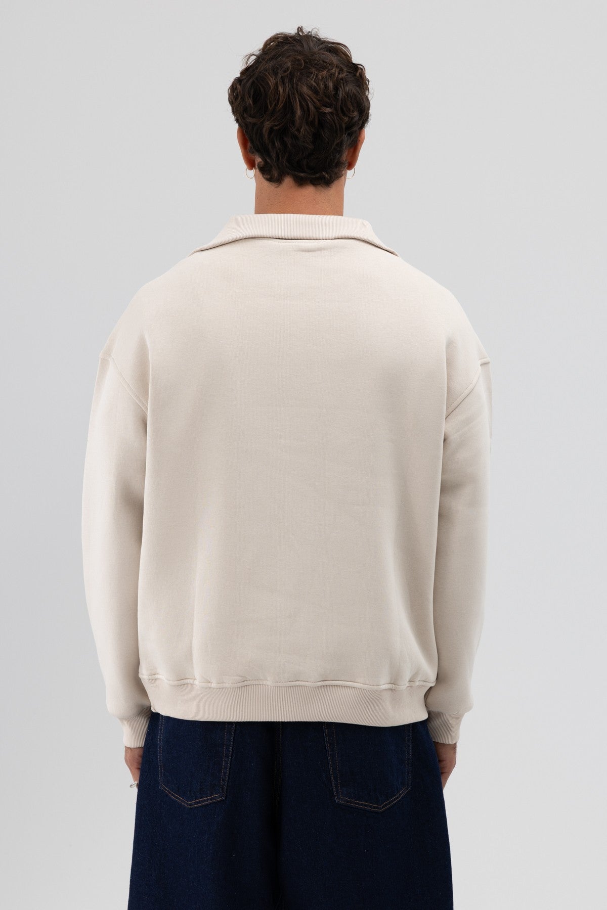 Basic Zipper-Front Stand-Up Collar Sweatshirt