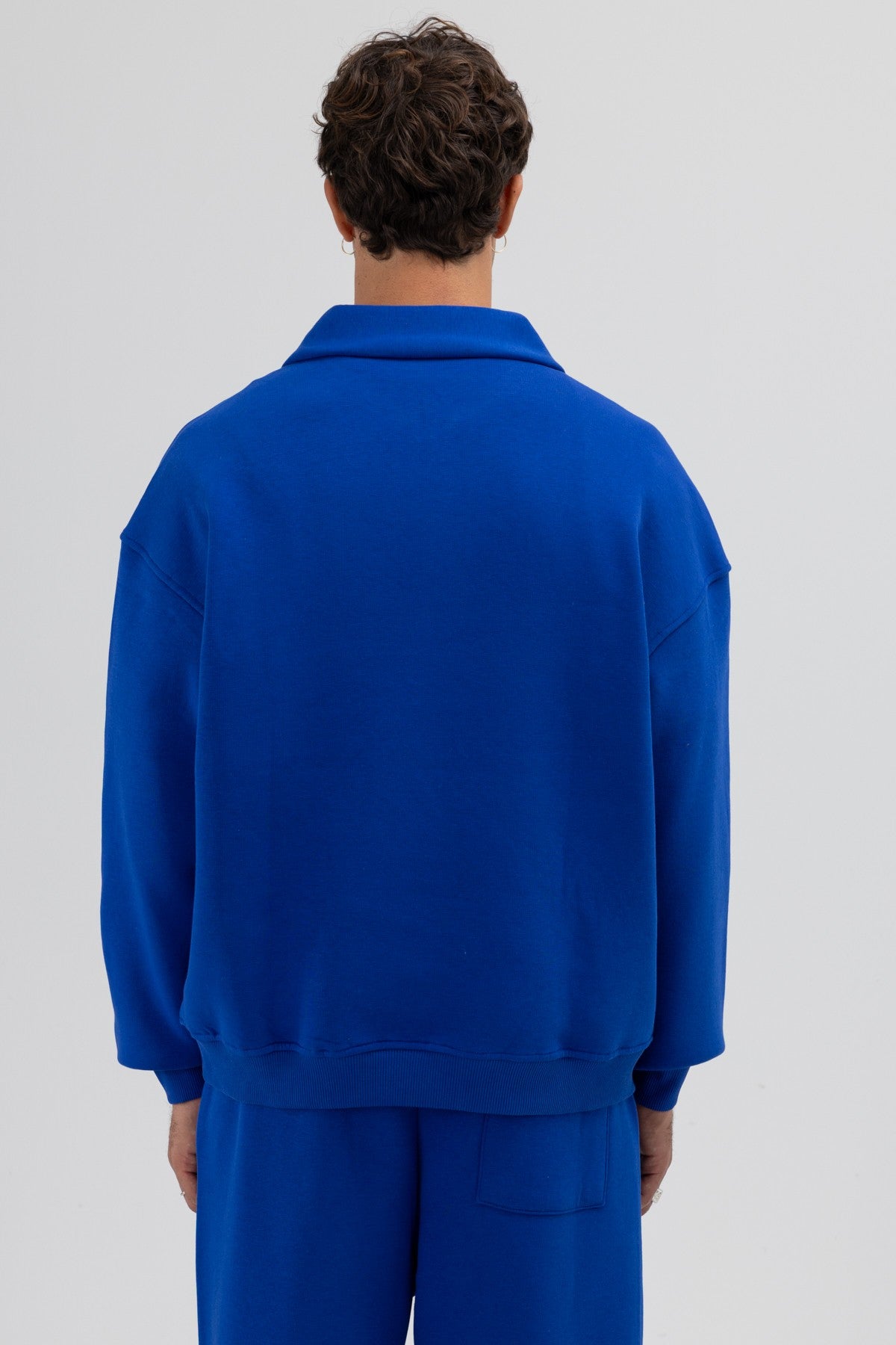 Oversized Zipper-Front Stand-Up Collar Sweatshirt